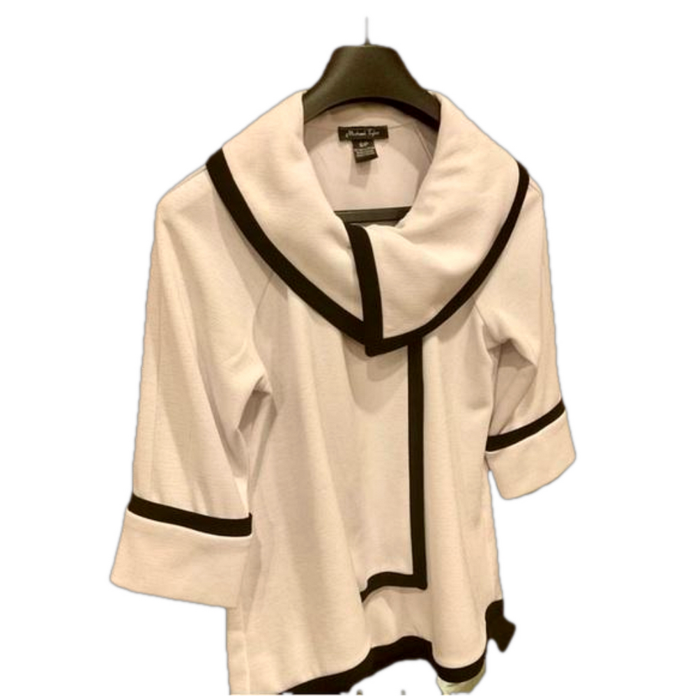 S Michael Tyler vintage asymmetrical A line swing blazer in classic white/black - Picture 4 of 10